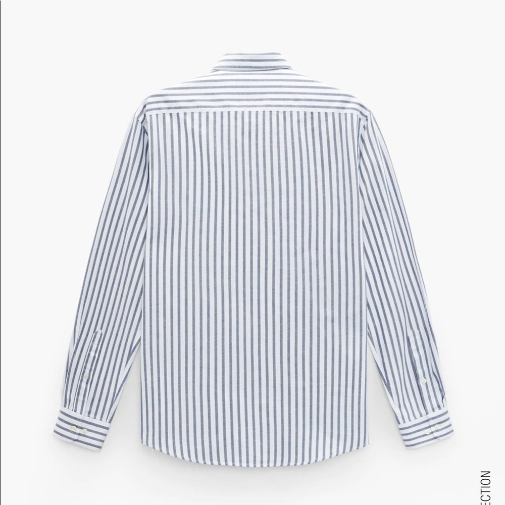 Zara Blue and White Striped Button Down Shirt - Picture 5 of 6